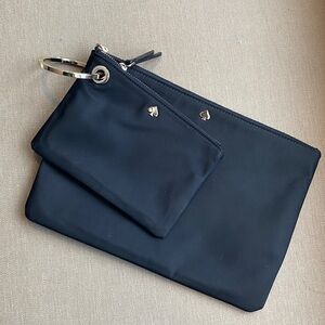 Kate Spade Black Pouch Wristlet Set with Gold Accents